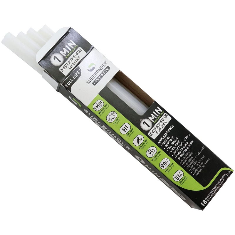 Surebonder Construction Professional Grade Adhesive Hot Melt Glue Sticks - Full Size 10" L, 0.43" D - 1 Minute Working Time, for Home Repairs & Strong Bonds, (CG-1R10T) - Image 2